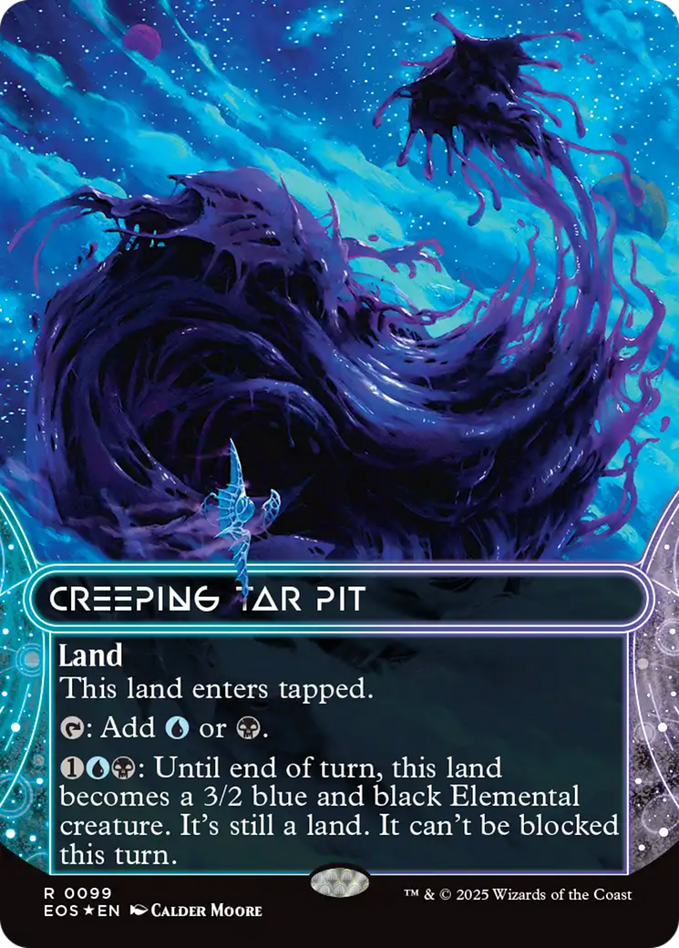 Creeping Tar Pit (0099) (Borderless) (Galaxy Foil) [Edge of Eternities: Stellar Sights]