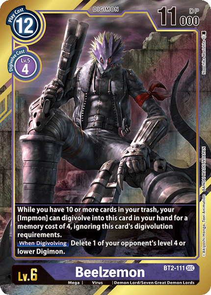beelzemon digimon card game TCG! COMPETITIVE!!! Deck Profile + Combos! (BT8 & EX2 English Format) Limited edition Secret Rare Beelemon card from the Sinister Order series EX2-044 Beelzemon Super Rare Alternative